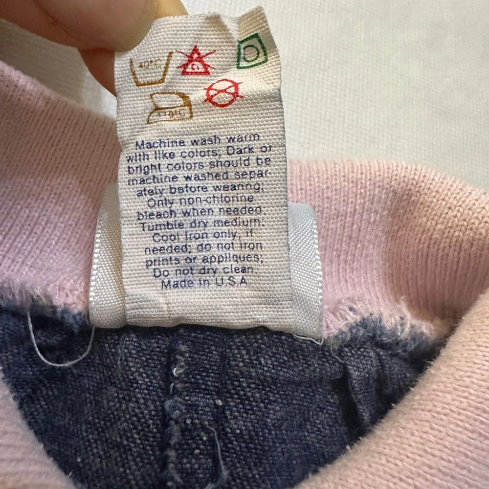 Buster Brown Denim Romper Baby Girl 18M Bows Vintage 90s Coquette Americana